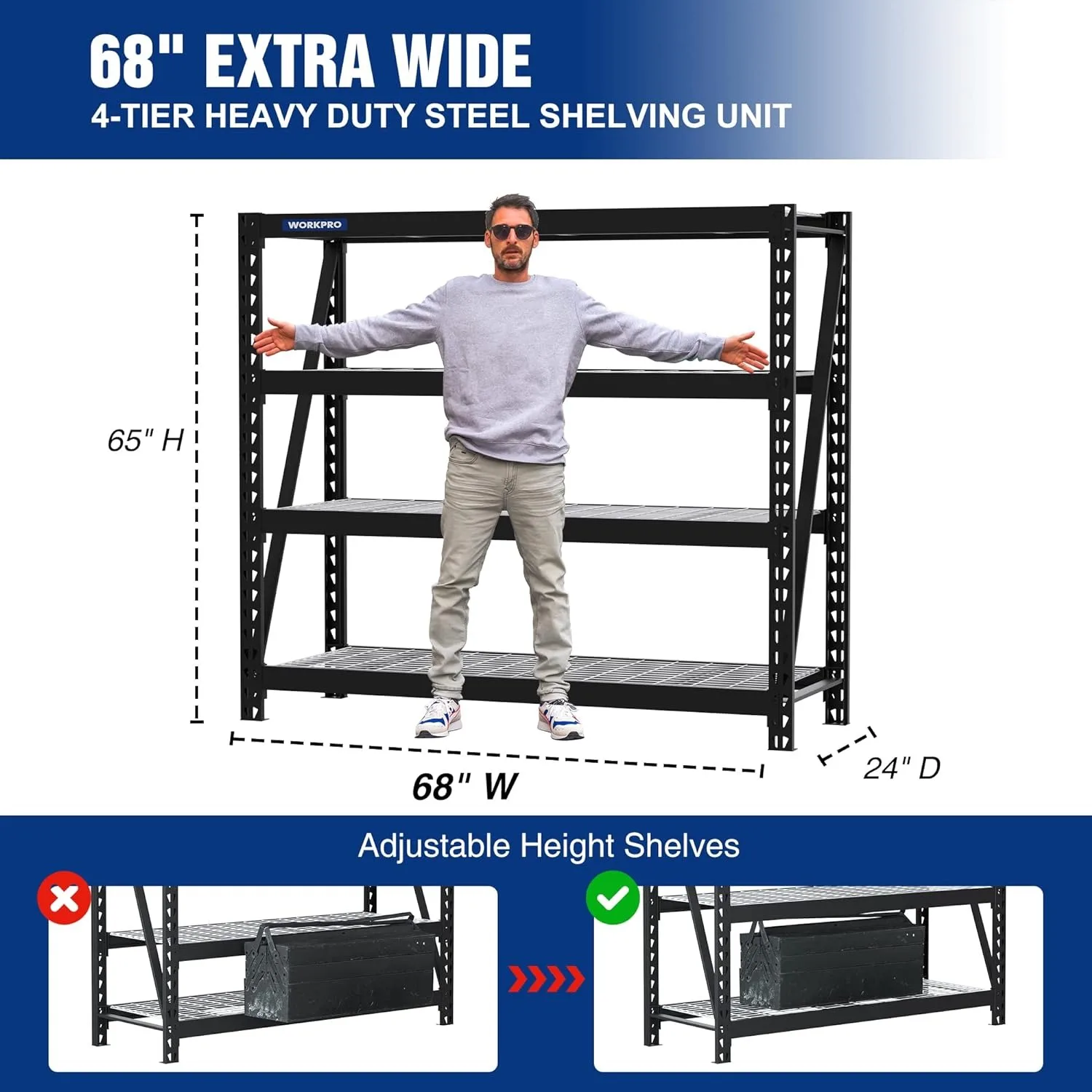 Imagem -02 - Metal Storage Shelving Unit Rack de Armazenamento Ajustável Heavy Duty Shelf Painel de Partículas para Garagem Armazém Cozinha Camadas