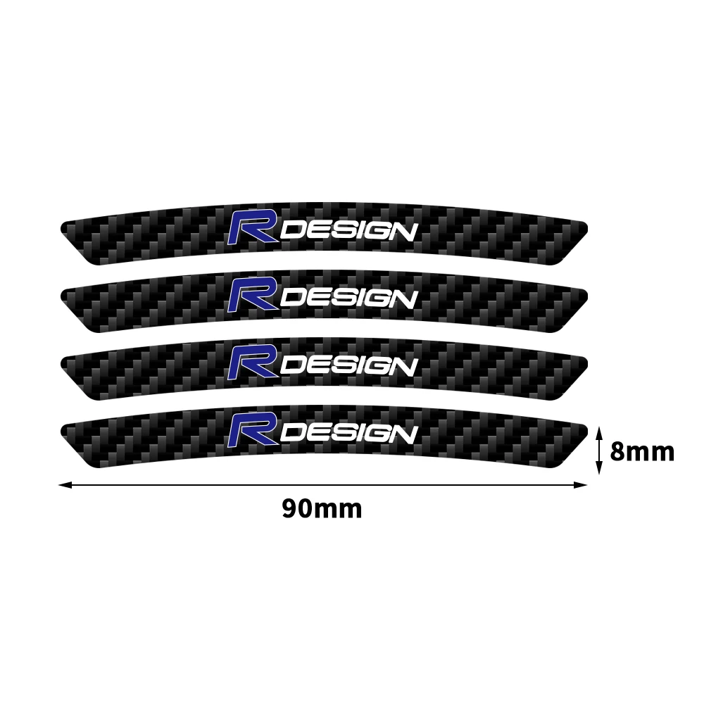 4pcs Car Refitting Wheel Sticker Carbon Fiber Rims Decor Exterior Parts For Volvo XC90 XC60 C30 T6 S60 C70 XC40 V60 V50 S80 S40