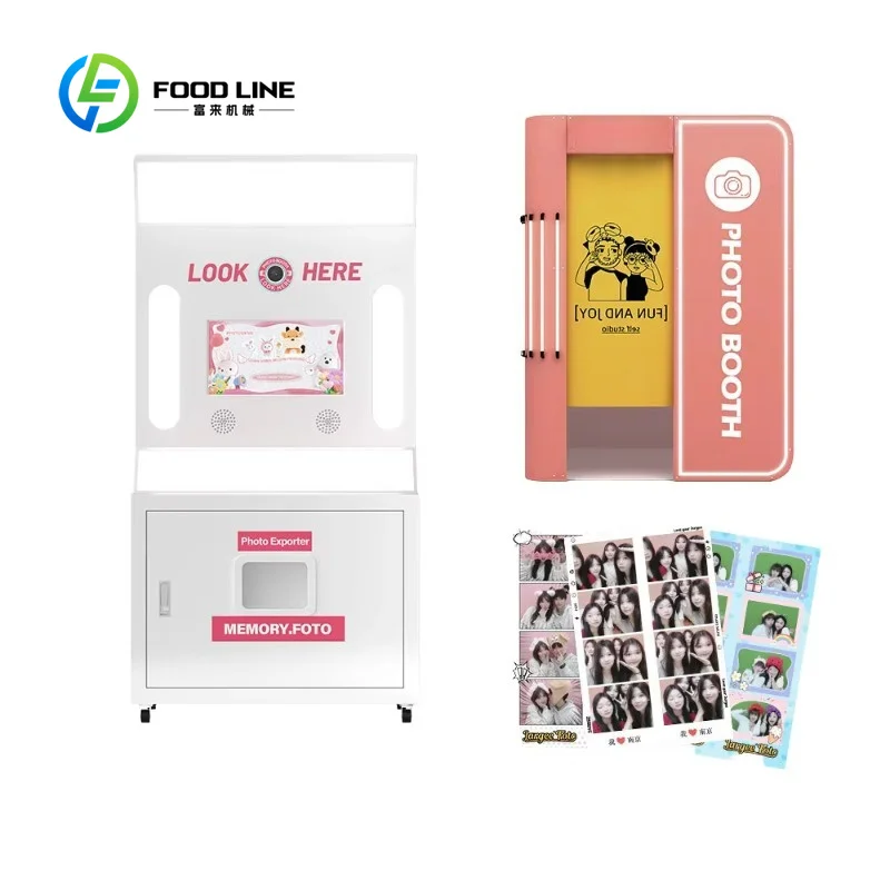 customized coin operated photo booth self‑service unit fitted instant printer stable vending setup for mall wholesale purchasers