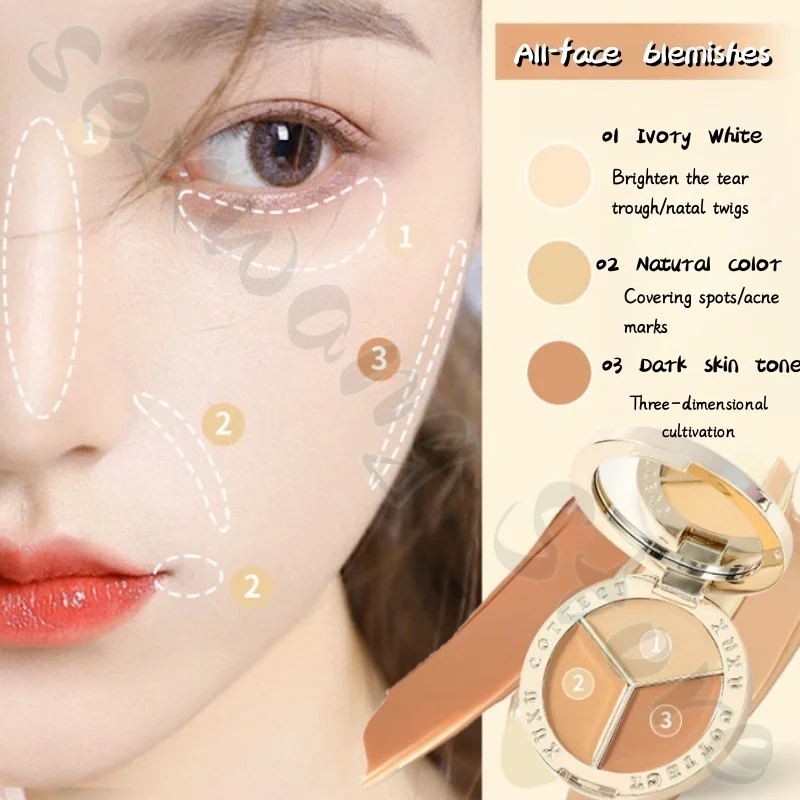 XUXU Small Gold Nuggets Three Color Concealer Covering Dark Eyes Acne Marks Face Spots Concealer Patch Concealer Plate