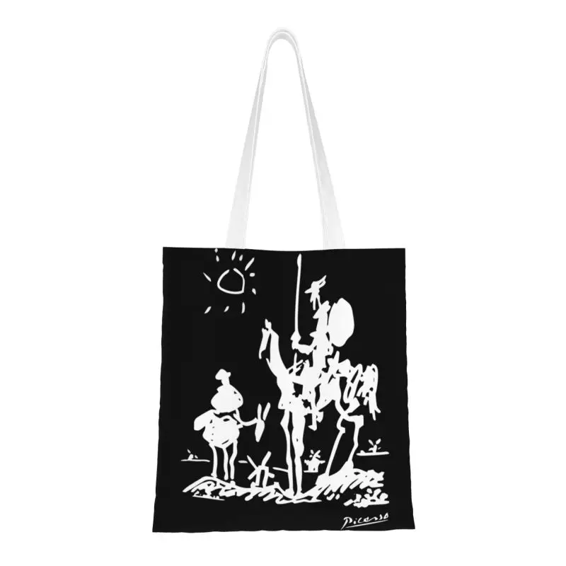 Funny Printing Pablo Picasso Don Quixote Tote Shopping Bags Reusable Canvas Shoulder Shopper Spanish Artist Handbag