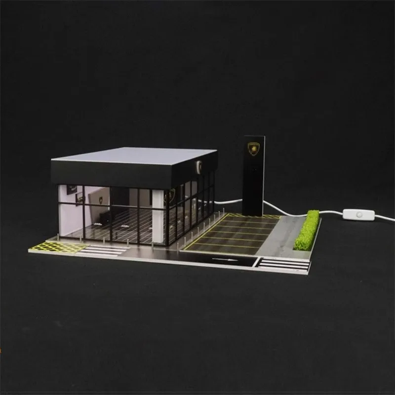 G-FANS 1:64 Lamborg-hin Architecture Diorama And LED Light Simulation Assembly Scene Model