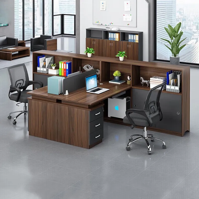 Screen desk cabinet combination staff partition office card seat single seat with keyboard holder storage computer desk