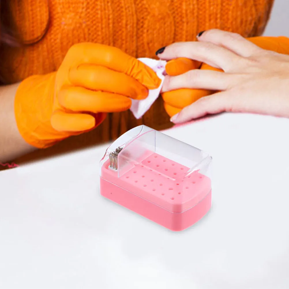 

3Pcs Manicure Drill Bits Holder Box 30 Holes Portable Nail Drill Bit Cleaner Brush Storage Organizer Case for Nail Tools
