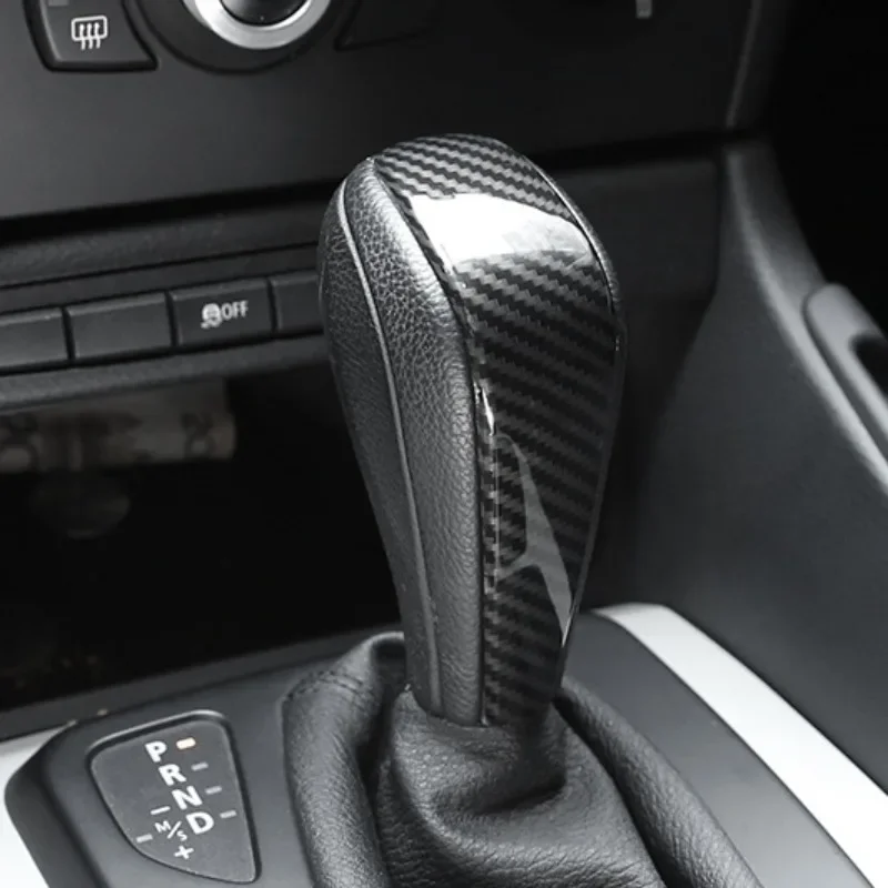 Car Gear Shift Knob Trim Carbon Fiber Pattern Decorative Cover Sticker For BMW X1 1 3 Series E84 E87 E90 E92 E93