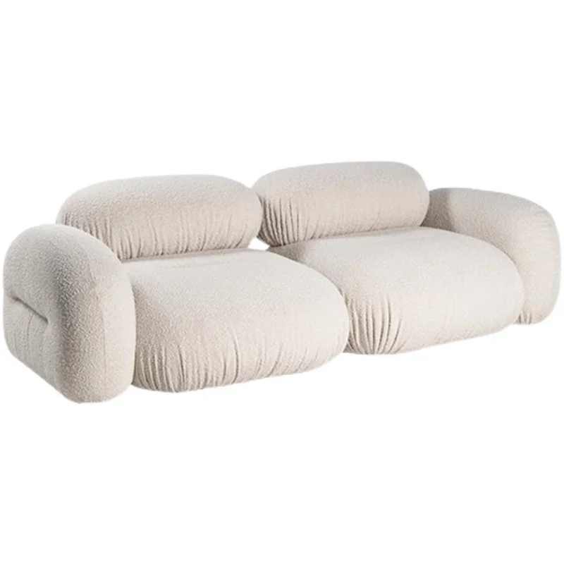 Cloud sofa white lamb wool small apartment tofu module fabric sofa