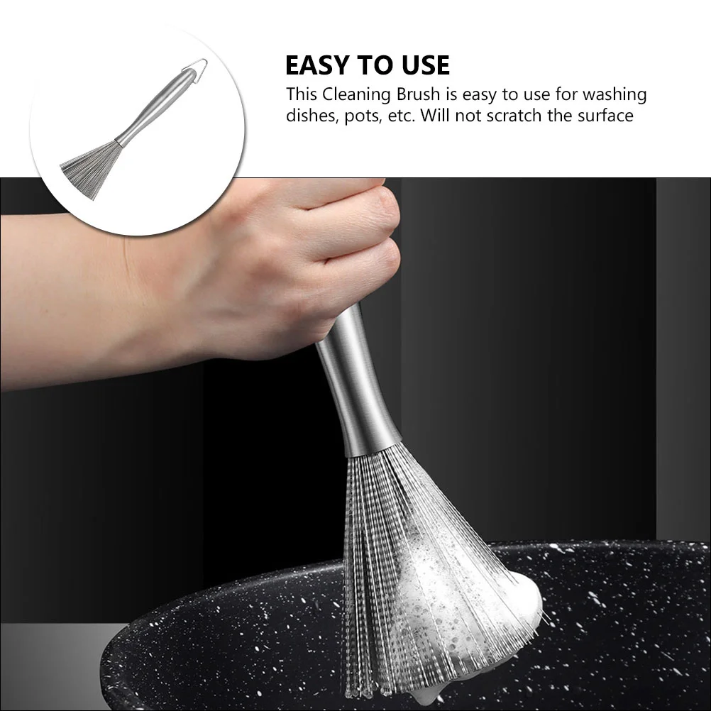 Cookware Scrubber Brush Stainless Steel Cookware Steel Wire Cleaning Brush Flexible Metal Cleaning Brushes For Household Kitchen