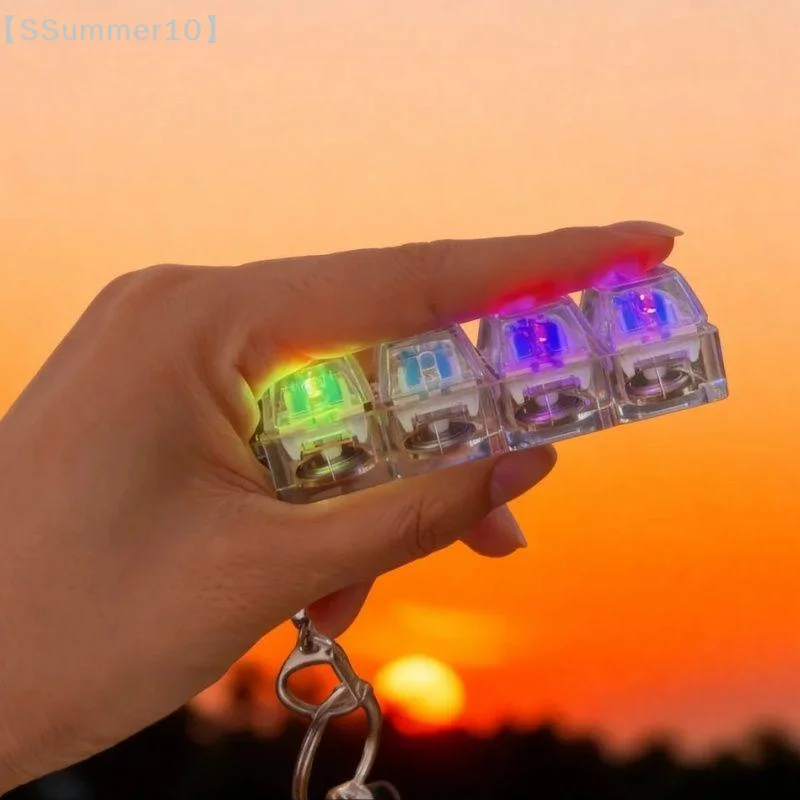 【SSummer10】RGB Lighting Decompression Keychain Stress Relief-Keyboard Switch Tester Illuminated Transparent Keycap【SS】