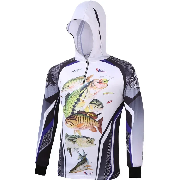 Professional Fishing Hoodie Anti-UV Sunscreen Sun Protection Face Neck Fishing Shirt Breathable Quick Dry Fishing Clothes