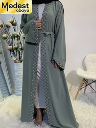 Skromna Abaya Ramadan Dubai Robe Femme Musulmane Turcja Kaftan Islamska odzież muzułmańska dla kobiet Kimono Caftan Marocain Kardigan