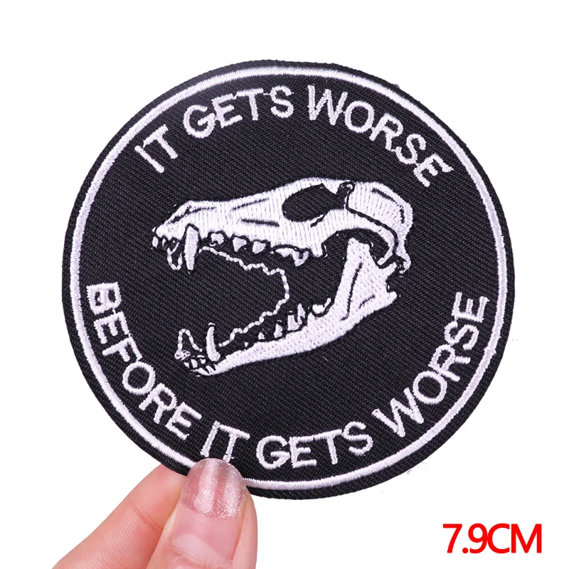 Patch Punk teschio spaventoso ricamo/Patch per cucire ferro su toppe per abbigliamento toppe scheletro su vestiti adesivi per stirare fai da te