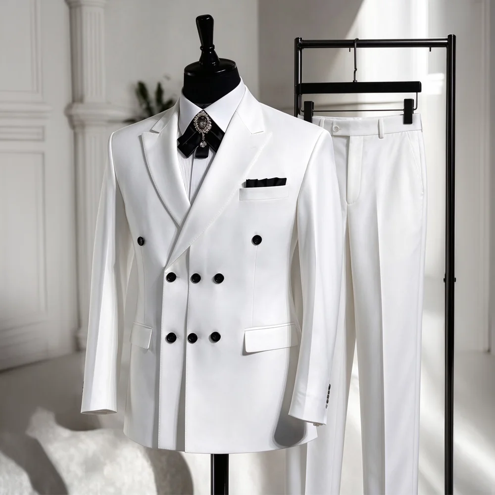 Men's 2-Piece Suit – Formal Wedding Groom's Tailcoat / Stylish Blazer – Tailor-Made Jacket & Trousers – Slim-Fit Suit