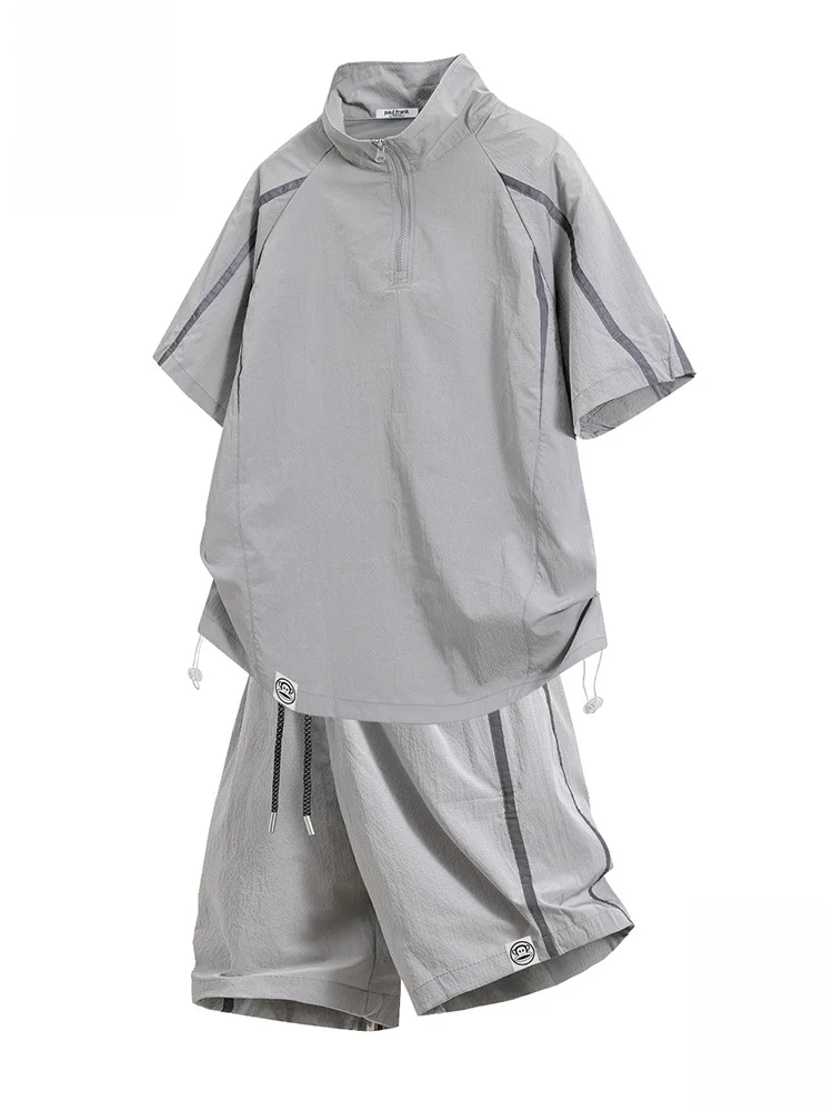 

PaulFrank Summer Loose Breathable Cool Sportswear Set f Zip ort Sve T-irt And Pants Youth Polyester Nylon Casual
