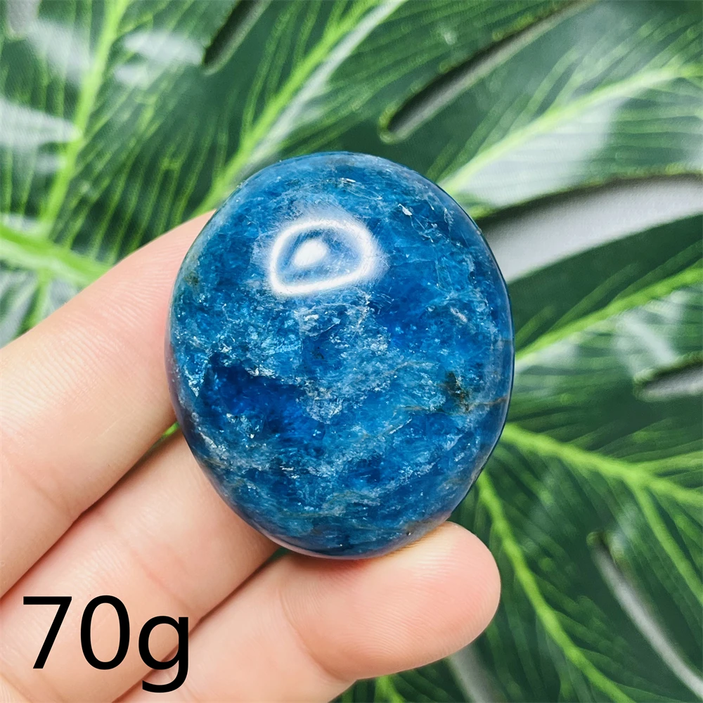 Natural Gem Cat\'s Eye Blue Apatite Palm Feng Shui Crystal Home Decor Gift Witchcraft Altar Meditation Stone Healing Spirit