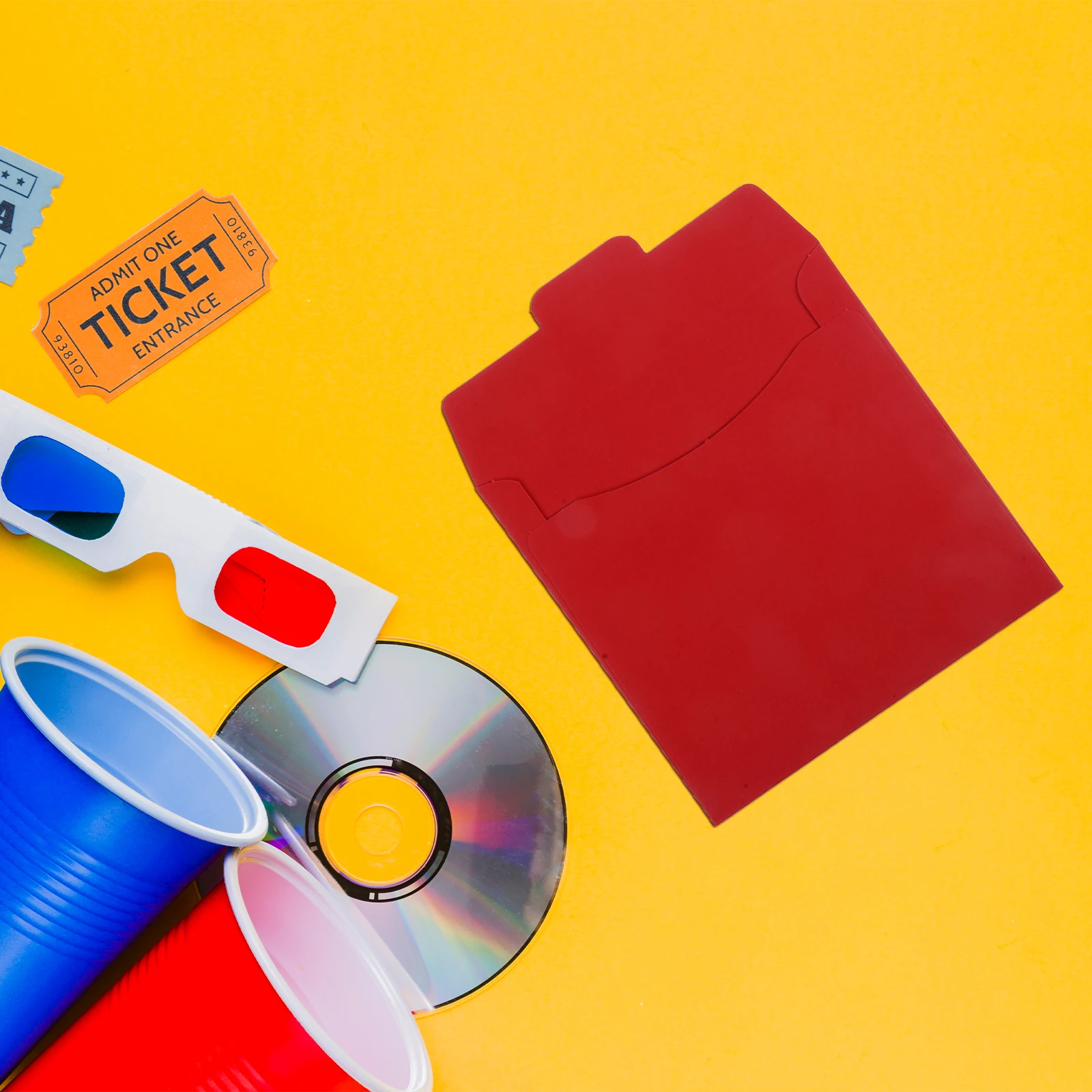 

20 Pcs DVD Storage Cd Packaging Bag Bags Paper Sleeves Red Square Cover Envelopes Long Lasting Use Packaging