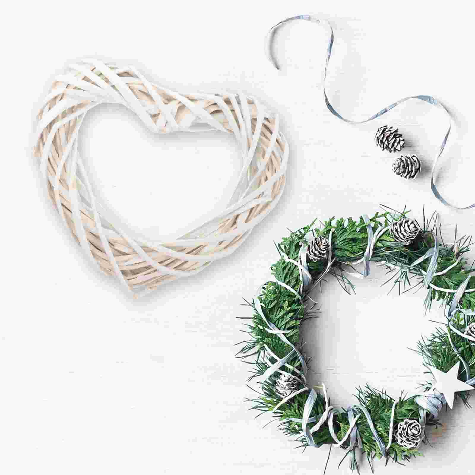 Christmas Ornament DIY Wreath Frames Garland Rattan Candlestick Heart Shaped Hoops White For Making Garlands