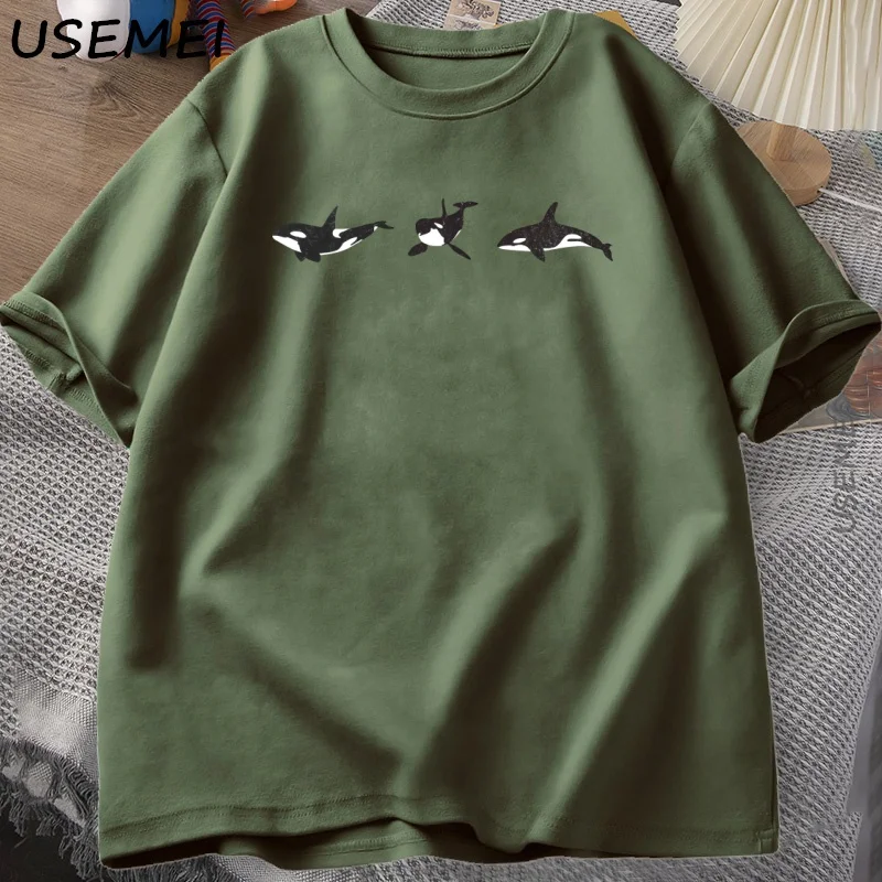 Sealife Orca الحوت تي شيرت الرجال النساء المحيط الحوت الجرافيك تي شيرت الصيف عادية بلايز Harajuku القطن قصير الأكمام ملابس رجالي