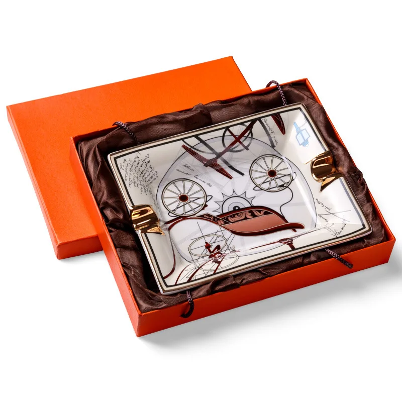 

Роскошная большая керамическая пепельница для сигар, подставка для сигар и держатель для пепла премиум-класса для гостиной, подарочная коробка для домашнего декора с гасителем дыма