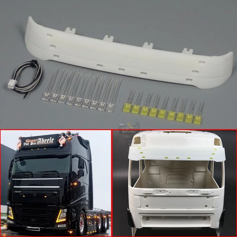 1:14 Bilancia LED Simulazione Visiera parasole Decorazione del tetto per Tamiya RC Camion ribaltabile VOLVO FH16 750 56360 Auto Giocattolo fai da te