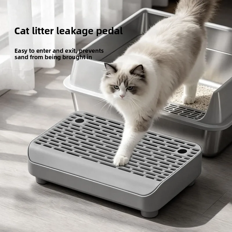 Anti‑Spill Cat Litter Box Mat, Double Layer Filter Litter Catcher Pad For Pet Cat Toilet