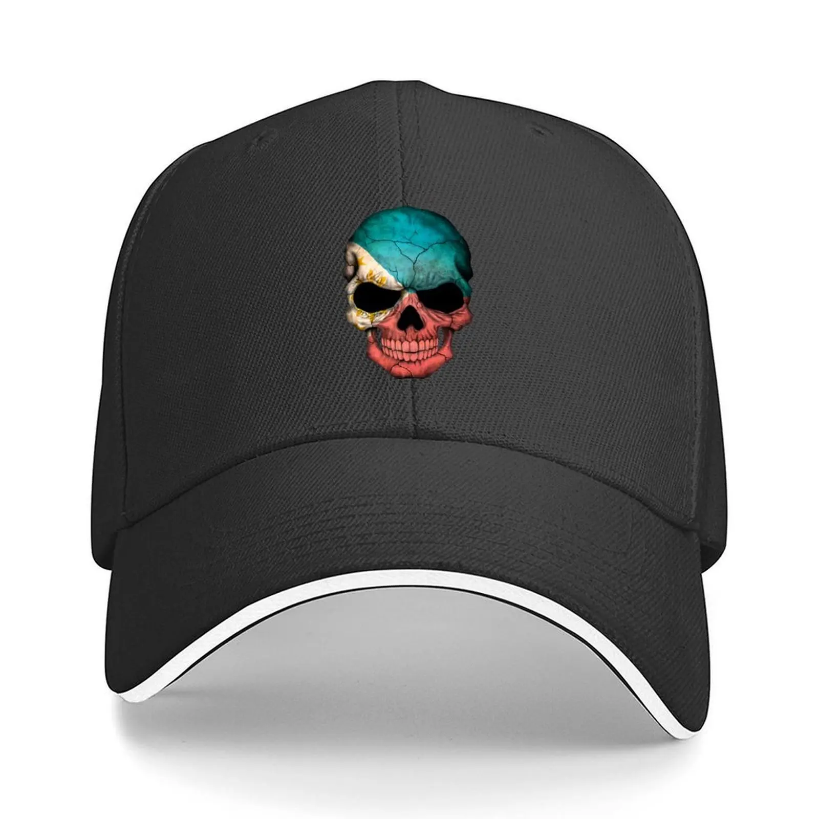 

Filipino Flag Skull Baseball Cap Bobble Hat beach hat luxury woman cap Hat Baseball Cap Men's Luxury Women's