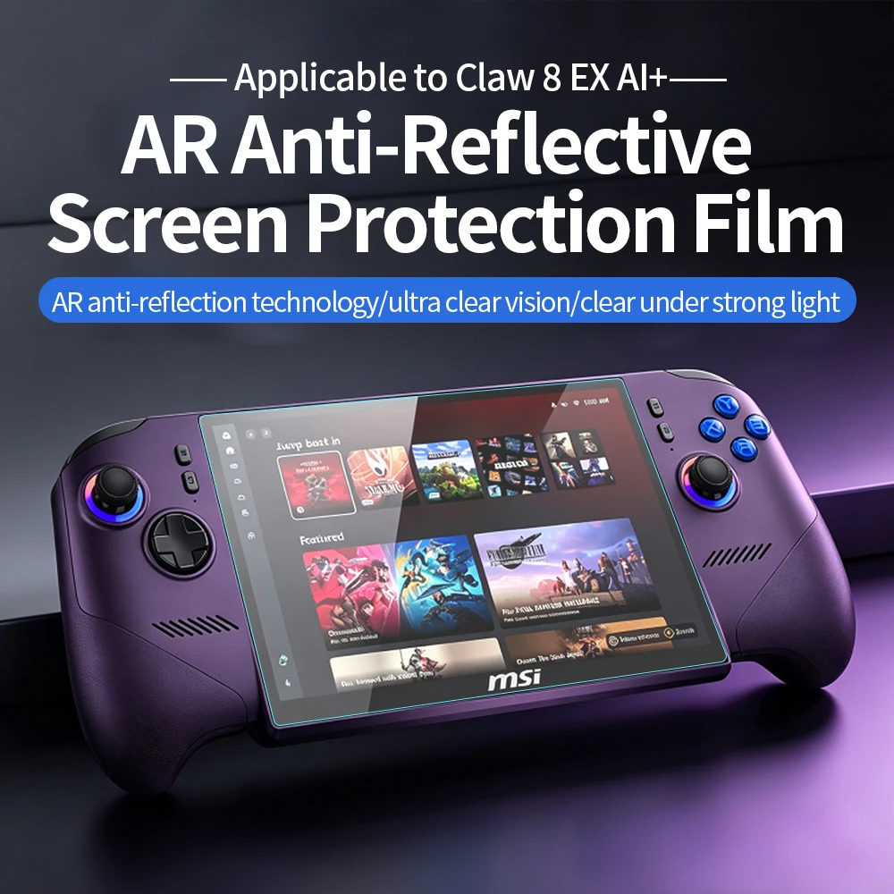 Convient pour MSI Claw 8 EX AI + protecteur d'écran, film anti-reflet AR, film trempé anti-explosion et résistant aux rayures