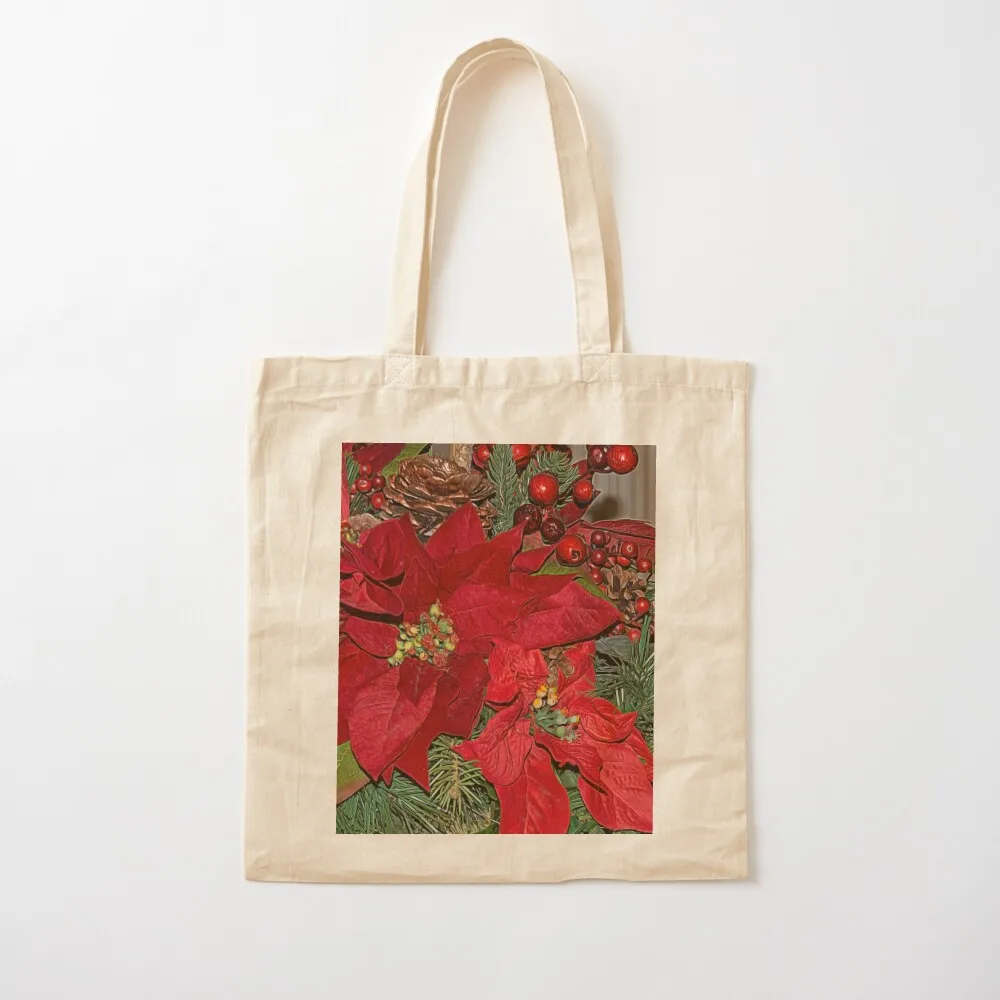 Poinsettia Christmas Flower Tote Bag