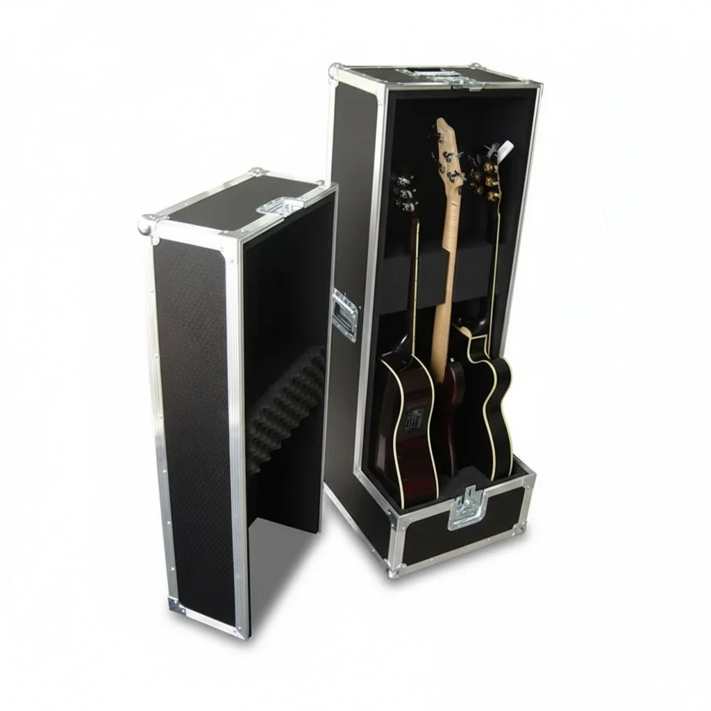 

Guitar Vault Flight Case, 9.5mm to 12mm Plywood Road Case, Aluminum Frame Foam Lining, Professional Transport Trunk Box