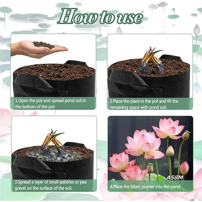 

8Pack Lily Plant Pots For Pond, Thickened Nonwoven Plant Fabric Pots With Handles,Durables Breathe Reusable Plant Bags
