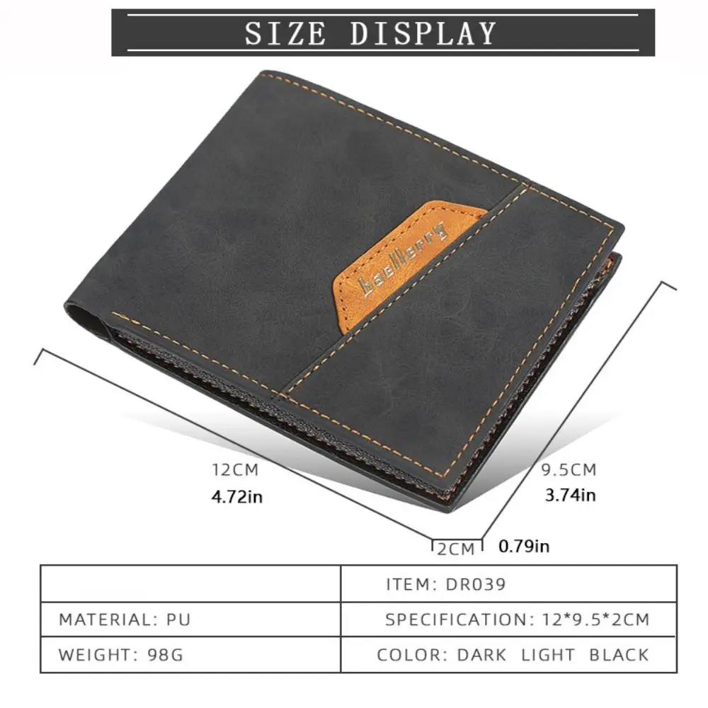 Portable Multi-position 2 Fold Purse Retro Leisure Men's Short Wallet Ultralight Wear-resistant Male Leather Purse Male