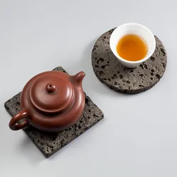 Lava Stone Coaster Absorbent Heat Resistant Porous Volcanic Stone Cup Mat Kung Fu Tea Ceremony Table Decoration Accessories