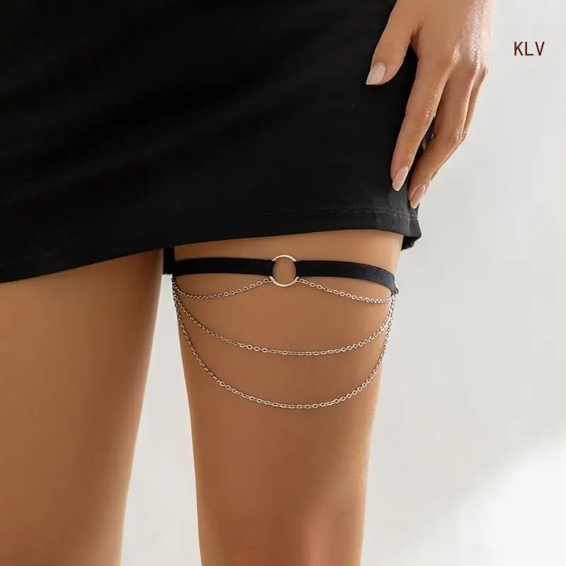Accrocheur Simple jambe chaîne femme élastique cuisse chaîne discothèque bijoux carnavals bord de mer fête danse jambe bijoux