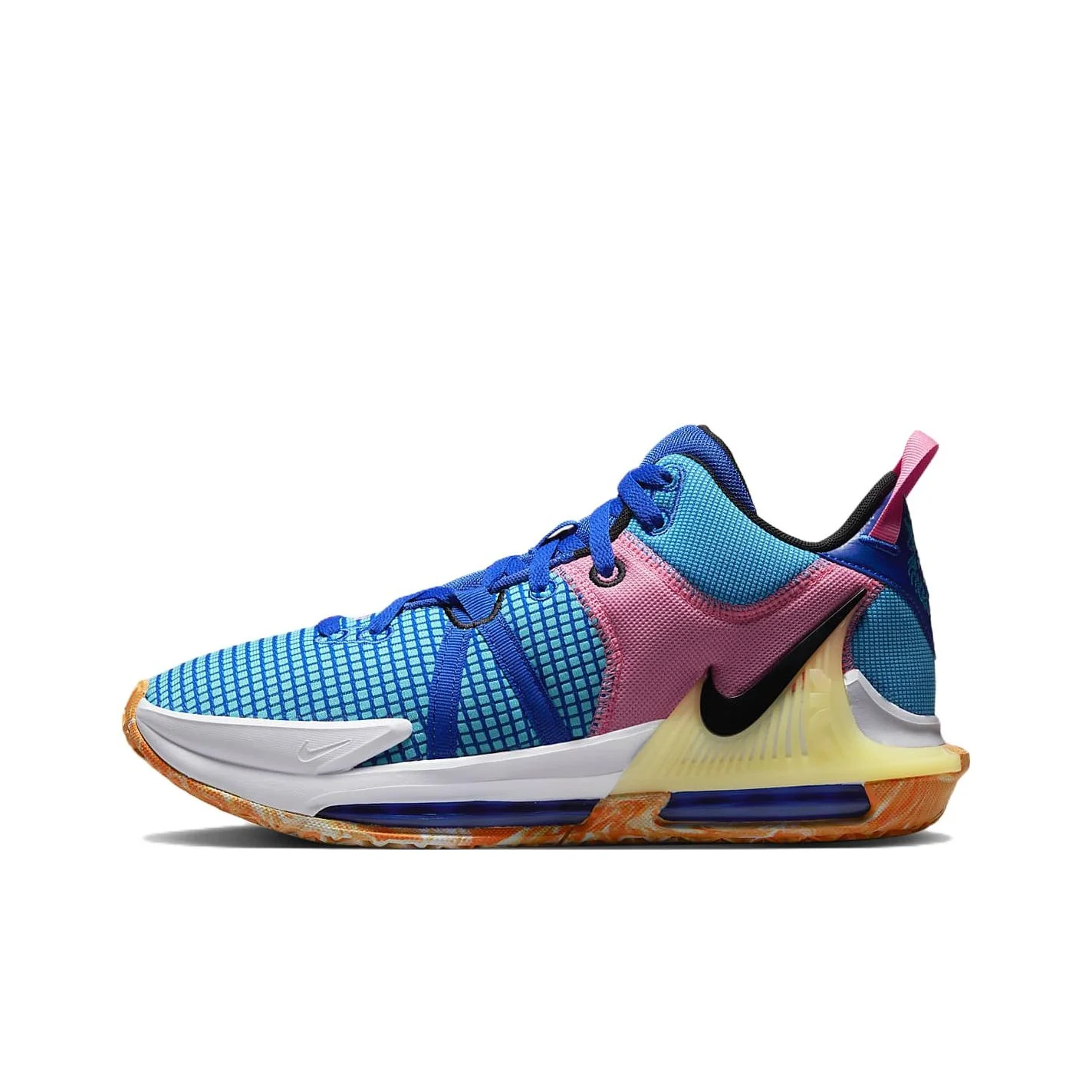 Nike Witness 7 Chaussures de basket-ball pour hommes, mi-montantes, bleu rose noir