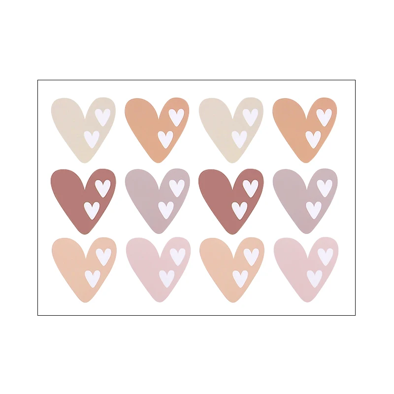 Morandi Colored Love Heart Sticker Boho Hollowed Heart shape Wall Sticker Home Decoration Children Boy Girl Bedroom Baby Nursery