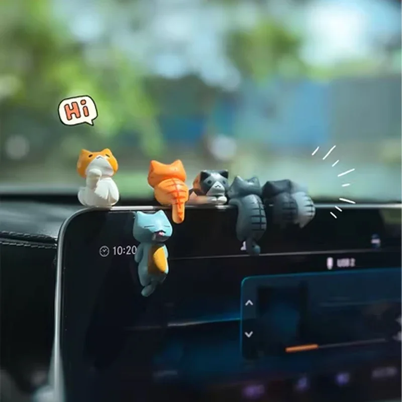 Cat car ornament, center console figurine screen, cute decoration, model Y juniper  car interior accessories