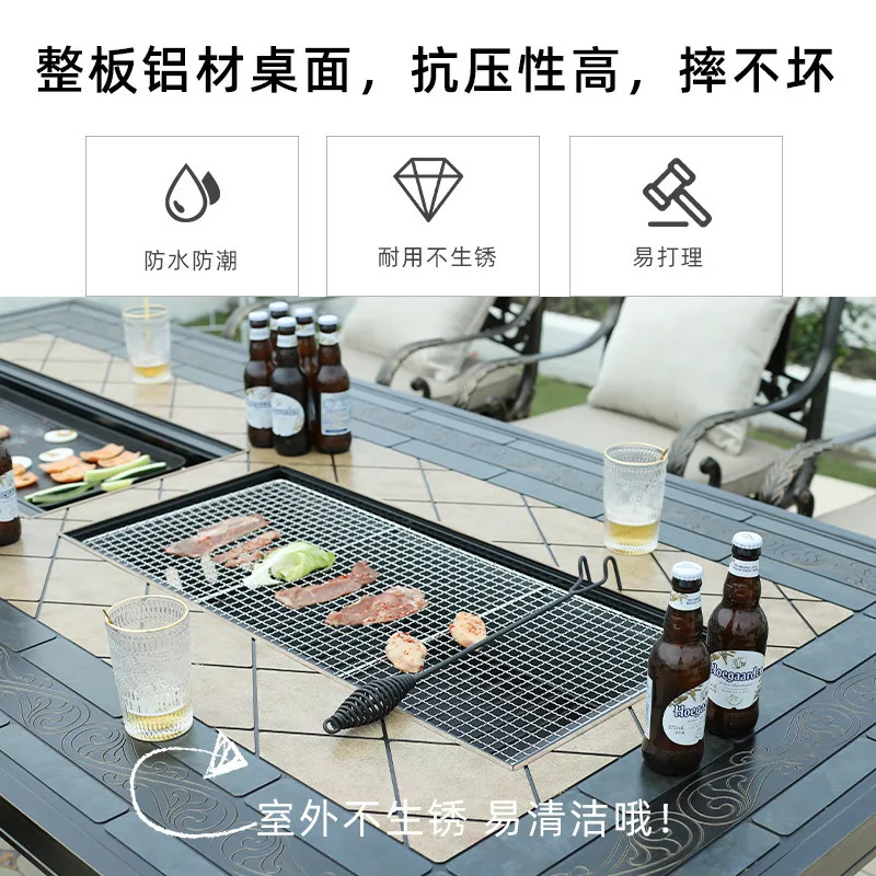 Barbecue table and chairs, villa outdoor courtyard, balcony leisure table and chair combination