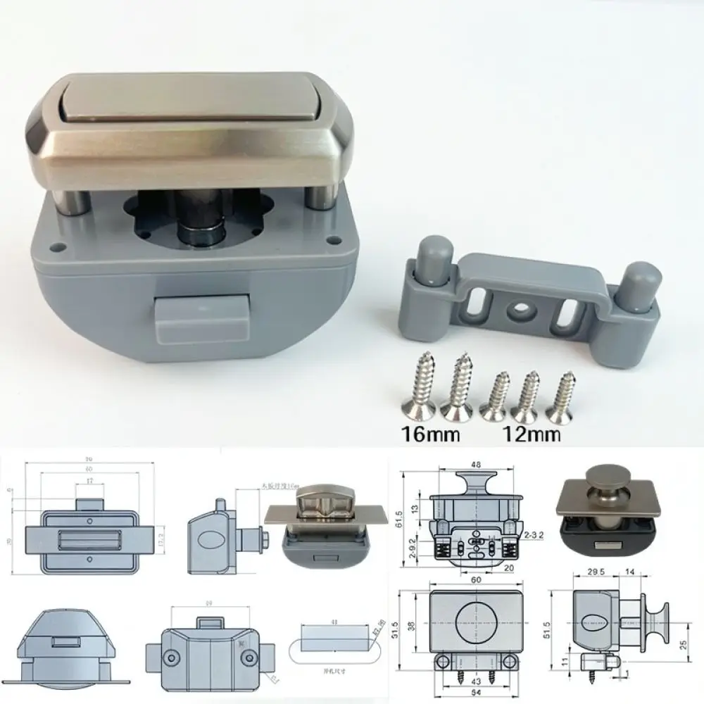 Cabinet Push Button Latch For RV Yacht Furniture Door Lock Zinc Alloy Invisible Handle Drawer Closer Caravan Hardware