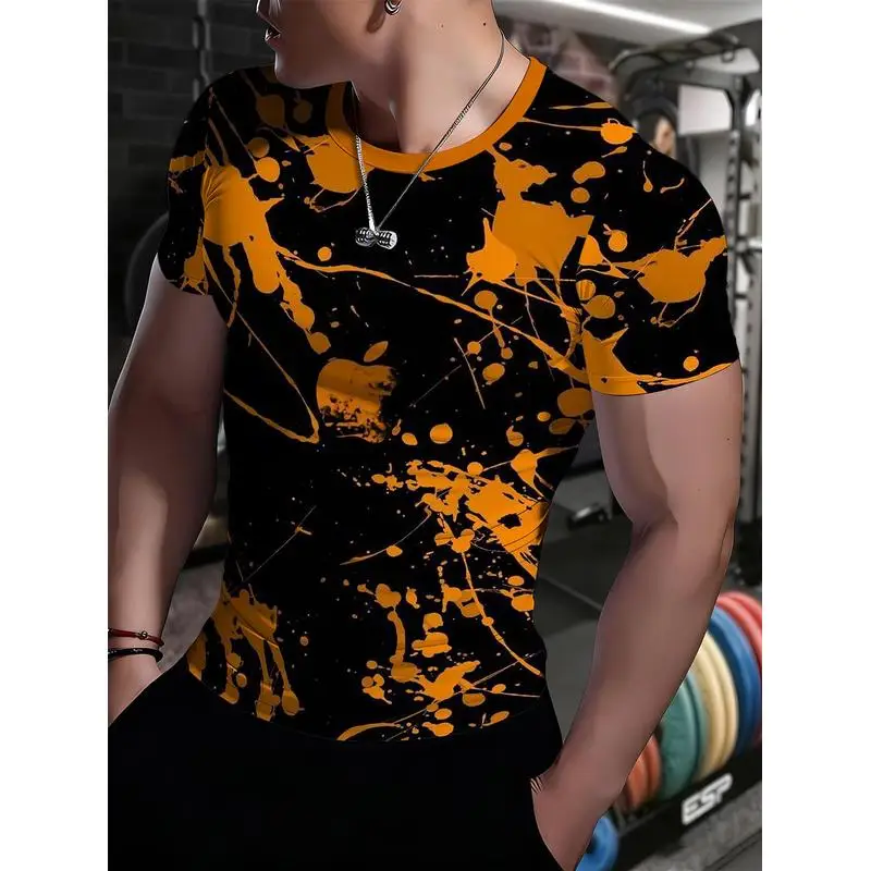 European And American Style Men's Quick Dry Sports T Shirt Stretchy Body Hugging Muscle Defining Fitness Apparel Cycling Running