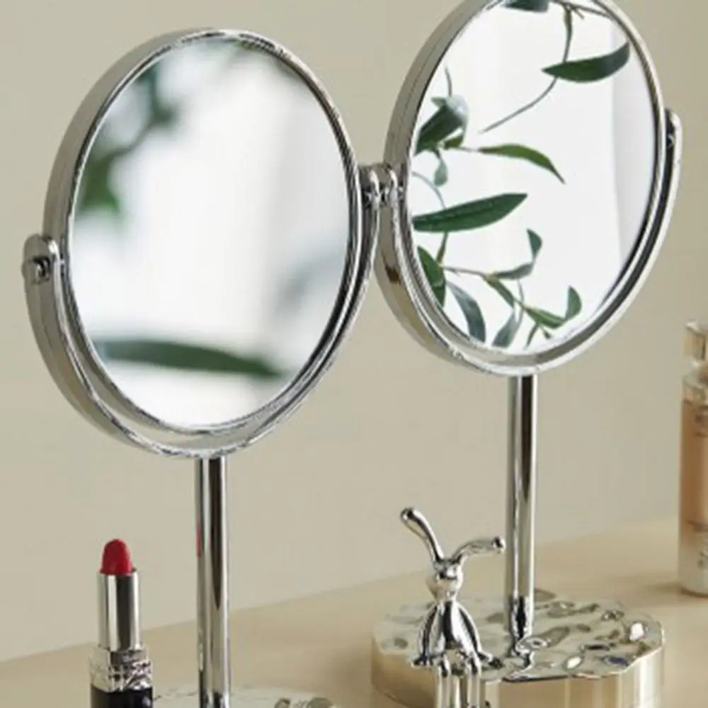 Nordic Double-Sided Vanity Mirror 360° Rotatable 1:2 Magnifying Table Cosmetic Mirror Detachable INS Desktop Stand Mirror