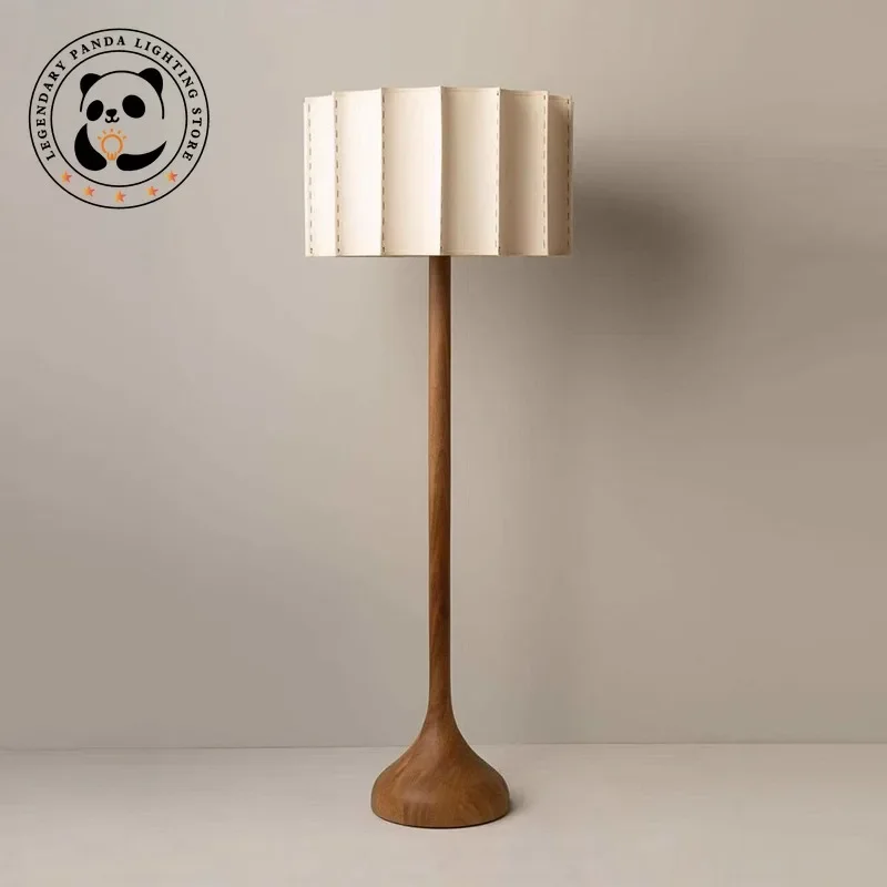 Japanese Designer Floor Lamp Wabi-sabi Solid Wood Stand Light Home Decorative Luminaries LED E27 Living/Model Room Bedroom Study