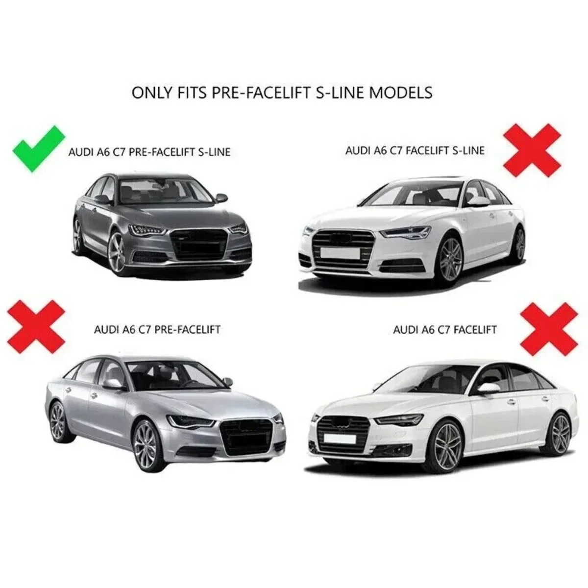 Glossy Black Front Bumper Fog Lamp Grille For AUDI A6 C7 S-Line 2012 2013 2014 Pair Honeycomb Fog Light Grill Covers