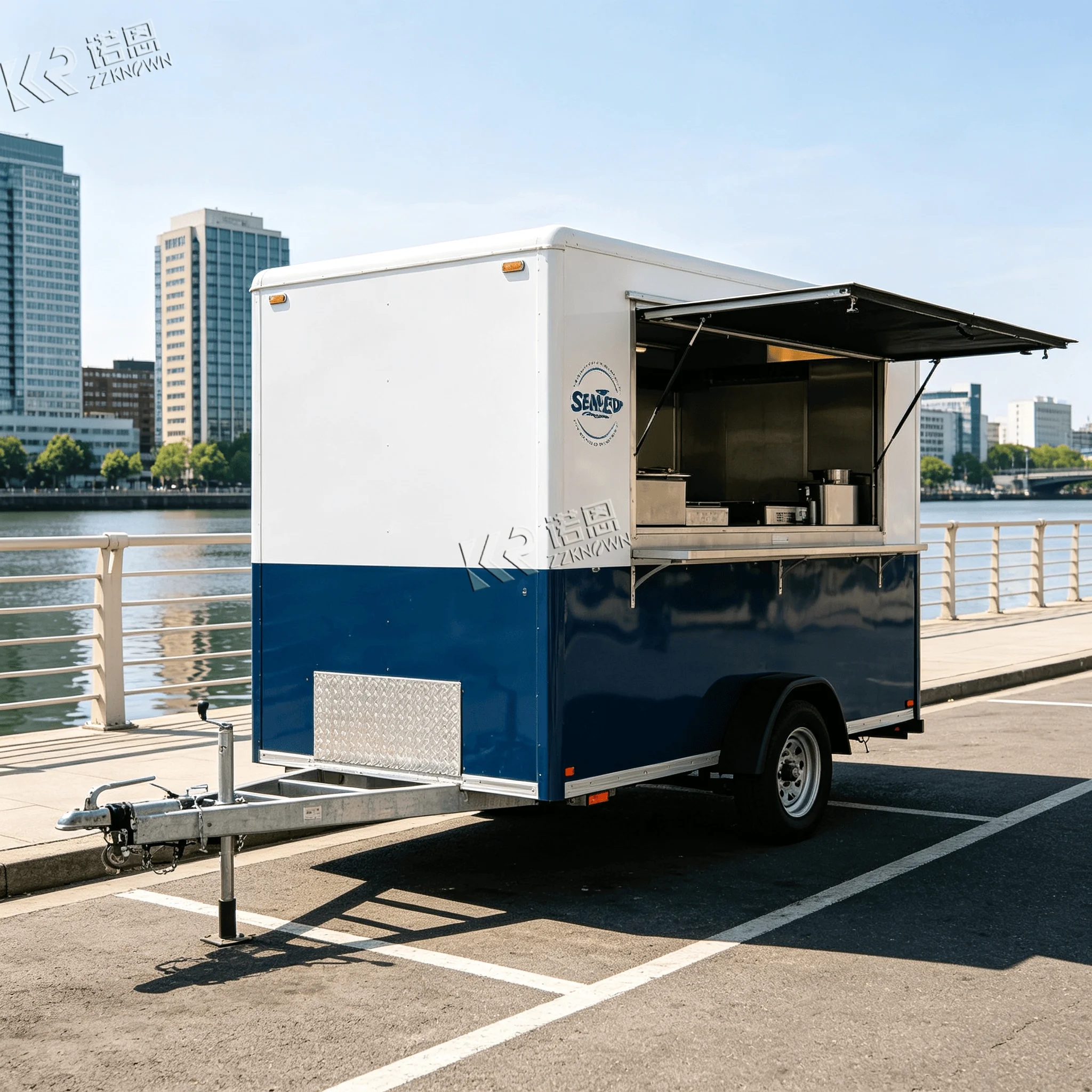 Customizable Concession Trailer, Double Axle Commercial Mobile Cart for Fair & Food Festival Rental