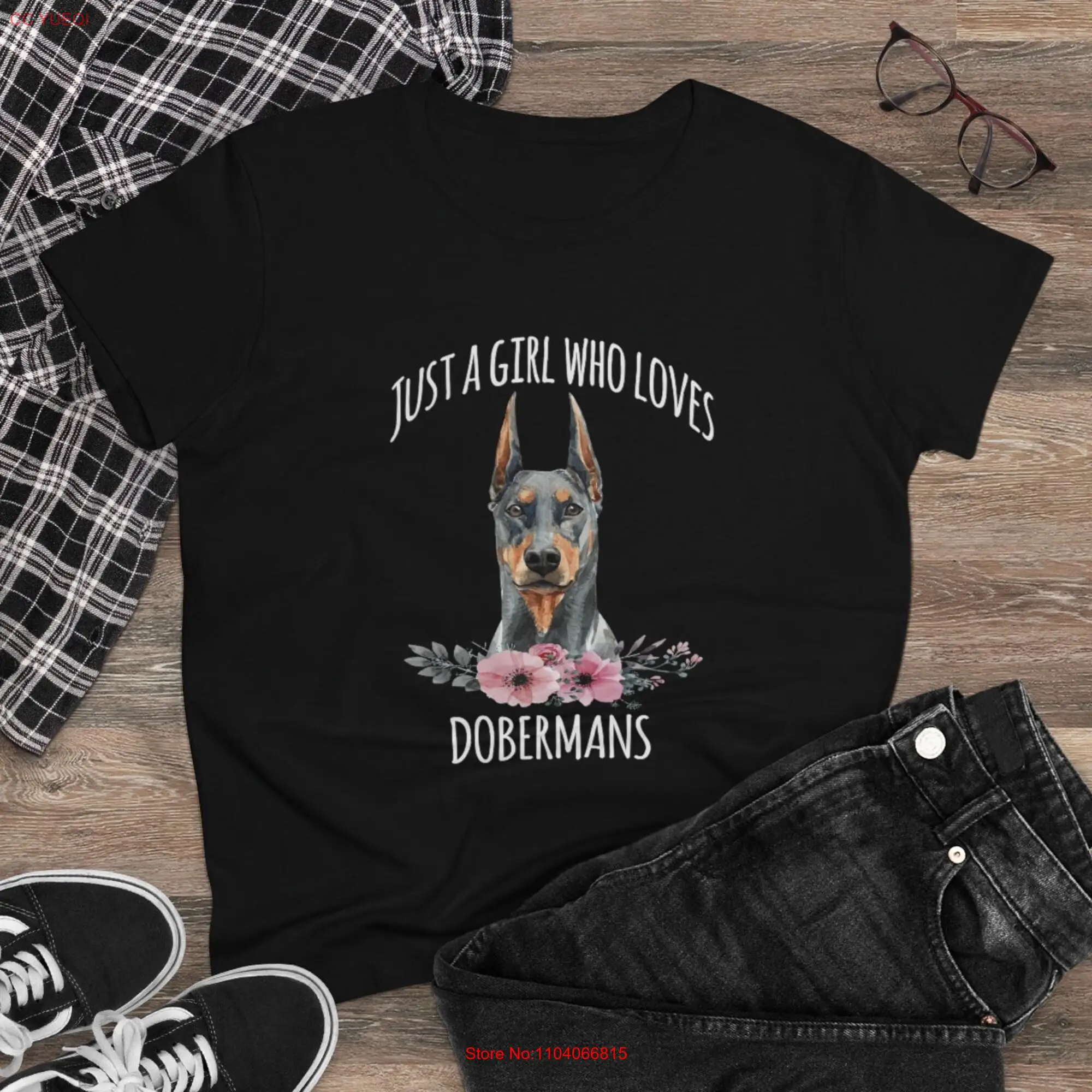 Just a Girl who loves Dobermans Dobermann Lover T Shirt Doberman Pinscher Mom Dobie Owner Dad Custom s