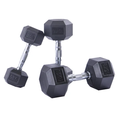 Cheap Black Rubber Hexagonal Dumbbells Gym Use Hex Rubber Dumbbell For Sale