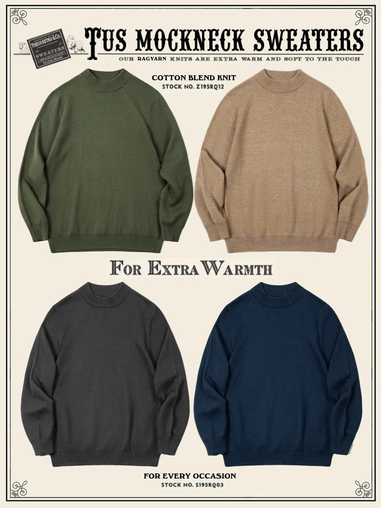 

Ele Knitted Sweater f High Collar Long Sve Fine Warm Retro Base Layer Casual Sle Cotton Blend Thiened Autumn Sp...