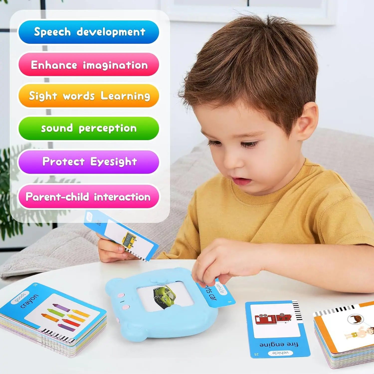 Schede flash parlanti Macchina per l'apprendimento del bambino Libro audio elettronico Apprendimento delle lingue Giocattolo sensoriale educativo Regali di Natale per bambini