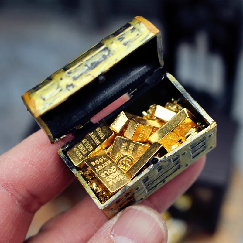 1 12 Scale Miniature Gold Ingot Gold Bar Treasure Chest Model for Soldier Action Figure Dolls Accessories Dollhouse Scene Props