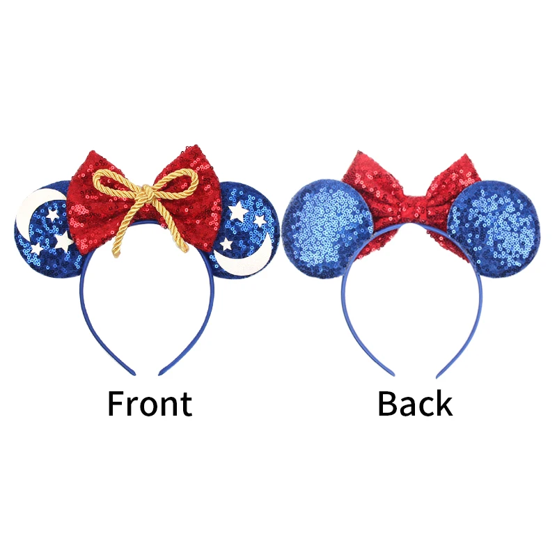 2024 Disney Ears Headband Moon Star Sequin Bow Festival Party Hairband For Girls Women DIY Hair Accessories