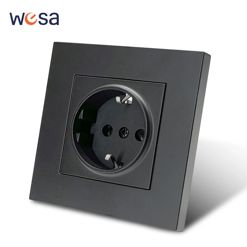 Black Paint Plastic Classic AC With Ground Plugs Socket Wall Embedded Power Sockets Flame Retardant Electrical Outlets 250V 250V