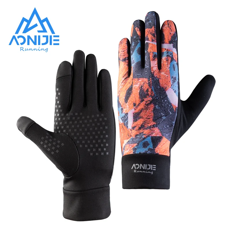 AONIJIE M57 Outdoor Windproof Warm Gloves Full Finger Anti Slip Sports Gloves Two Finger Touchscreen For Running Cycling